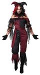 Psycho Jester Costume for Women, Black, Red, X-Large