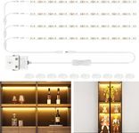 WOBANE LED Under Shelf Lighting,4*50cm Flexible LED Strip Lights with Switch,Super Bright LED Bookcase Lights,Display Cabinet Lights for Pantry,Counter,Glass Shelf,120 LEDs,1200lm,2700K Warm White,12V