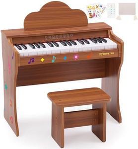 37 Keys Kids Keyboard Piano, Kids Piano Wood Toy with Stool, DIY Stickers, Song Book, Cover, Education Musical Instruments for Girls&Boys Ages 3+