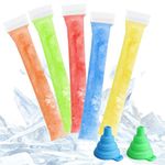 GAOHAN 200 Disposable Ice Popsicle Mold Bags Freezer Tubes with Zip Seals, DIY Ice Pop Bags for Yogurt, Juice & Fruit Smoothies, Snacks, BPA Free Ice Candy Pops - Comes with Two Funnel (6 * 22cm)