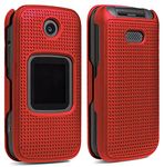 Case for Alcatel Smartflip/Go Flip 3, Nakedcellphone [Red] Protective Snap-On Cover [Grid Texture] for Alcatel Go Flip 3, Alcatel Smartflip Phone (2019) 4052R/4052C/4052W