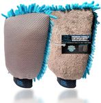 Sudz Budz® Premium Microfibre Chenille Car Washing Mitt 2 Pack | 2-in-1 Double-Sided Scrubber and Fleece Mitts. Soft, Durable, No Scratch, Lint-Free Washing and Detailing for Exterior Car Care