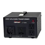 LiteFuze LT Series 2000 Watt Voltage Converter Transformer - Step Up/Down 110/120/220/240V - Detachable Cord - Circuit Breaker Protection