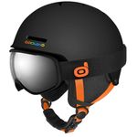 Odoland Ski Helmet for Kids, Snow Helmet with Ski Goggles, Shockproof, Windproof, Safety Snow Sports Helmet and Protective Goggles for Kids and Youth,Black and Orange, XS