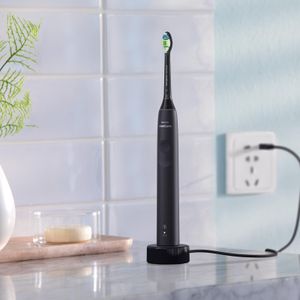 Philips Sonicare 4100 Electric Toothbrush – Black, W2 Brush Head, Travel Case