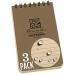 Rite In The Rain Weatherproof Top Spiral Notebooks, 3" x 5", Tan Cover, 3 Pack (No. 935T-3)