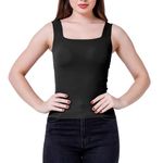 Sizi Womens Tank Tops with Built in Bras Soft Sleeveless Tank Tops Solid Top Basic Workout Top Undershirt. (in, Alpha, L, Regular, Black)