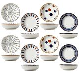 Kolorful Ceramic Dipping Bowls Appetizer Plates Side Dishes Japanese Style Dinnerware Set Seasoning Dishes,Mini Dip Bowls for Serving Chutney,Pickle,Sauce (Multi-Colour-k) Set of 9
