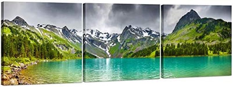Canvas Wall Art Decor - 24x24 3 Piece Set (Total 24x72 inch) - Mountain & Lake Landscape - Large Decorative & Modern Multi Panel Split Canvas Prints for Dining & Living Room, Kitchen, Bedroom & Office