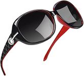 Joopin Polarised Sunglasses Womens Trendy Oversized Driving Ladies Sunglasses with UV Protection Big Rectangle Sun Glasses for Women (Black Red)