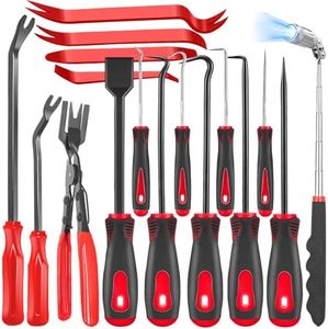 Doaho 13 Pcs Automotive Pick Set and Hook Tool Kit with Auto Gasket Scraper Clip Removal Plier Rivets Puller Telescoping Magnetic Pickup for Mechanic Repair