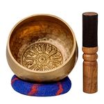 Tibetan Singing Bowl Set with Healing Mantra Engravings — Buddha Meditation Sound Bowl Handcrafted in Nepal — Yoga, Healing, Stress Relief, Mindfulness