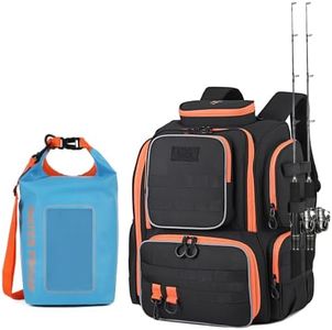 Kelokeli 40L Fishing Backpack with Extra Waterproof Storage Bag