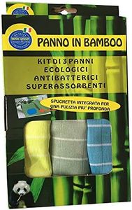 BERNIGROUP Kit 3 Panni Stracci in Bamboo ecologici antibatterici Super assorbenti