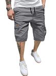 JMIERR Mens Cargo Shorts Relaxed Fit Drawstring Short Homme Cargo Golf Shorts Men's Cotton Stretch Workout Shorts Twill Hiking 9 Inch Inseam Beach Shorts for Men with 6 Pockets Summer CA38(XL) A Gray