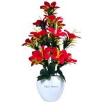 Flora Planet Artificial Plants for Home Decor & Office Decoration 1 Big Size Artificial Flowers Pot with vase, Artificial Flowers for Decoration (34cm Height)