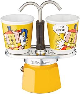 Bialetti - Mini Express Set, Set Includes Coffee Maker, 2x 2.8 Oz Cups, 2x Glasses, Not Suitable for Induction, Metal, Lichtenstien