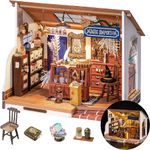 Rolife DIY Miniature House Kit Magic House, Tiny House Kit for Adult to Build, Mini House Making Kit with Furniture, Halloween/Christmas Decorations/Gifts for Family and Friends(Kiki's Magic Emporium)