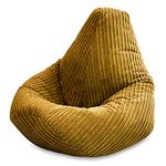 Jumbo Cord Beanbag Chair, Large Bean Bags in Plush Jumbo Cord High back Beanbags, Lounger, Jumbo Cord Beanbags, Recliner Highback (Mustard)