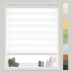 FOIRESOFT Standard Custom Zebra Horizontal Blind [Basic, White, W 25 in X H 48 in] Day and Night Dual Layer Sheer 13colors Light Filtering Window Roller Shades, 20 to 84 inch Wide