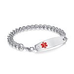 LinnaLove Interchangeable medical alert bracelets for men women Stainless steel Customizable id bracelets-Cuban-7.5