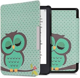 kwmobile Custodia eReader Compatibile con Tolino Shine 3 Cover - eBook Reader Flip Case - turchese/marrone/menta - Civetta dormiente