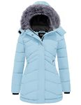 ZSHOW Women's Puffer Jacket Windproof Outerwear Coat Warm Outdoor Winter Snow Coat(Light Blue,XL)