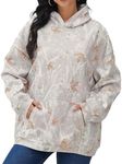 Lynkiss Womens Cotton Camo Hoodies Maple Leaf Print Oversized Hooded Fleece Sweatshirt Long Sleeve Pullover with Pocket