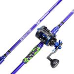 Sougayilang Inshore Saltwater Fishing Rods Combo, 7-Foot Casting Rods with ECT15R Trolling Reel, Contoured EVA Handles & Fighting Butt- Right Handed