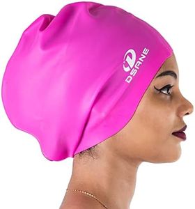 Dsane Extra Large Swim Cap Women and Men,Special Design Swimming Cap for Very Long Thick Curly Hair&Dreadlocks Weaves Braids Afros, Silicone Swim Cap Keep Your Hair Dry(Fuchsia/XL)