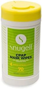 CPAP Mask Wipes by Snugell | 70 Count | Fresh Citrus Scent | 100% Soft Cotton | Lint & Alcohol Free | Skin Safe | Easy | Opening Canister | Clean CPAP Mask, Tube & Devices (1)