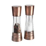 Cole & Mason Derwent Copper Salt and Pepper Mills, Adjustable Grind Settings, Gourmet Precision+, Stainless Steel/Acrylic, 190 mm, Gift Set, Includes 2 x Salt and Pepper Grinders