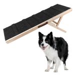 BommJokker Dog Ramp Adjustable 35-65 cm Height of 7 Gears Dog Stairs for Bed or Sofa Wooden Cat Ramp Dog Ladder Access Ramp for Pets with Non-Slip Max 180 lb Safe (M)