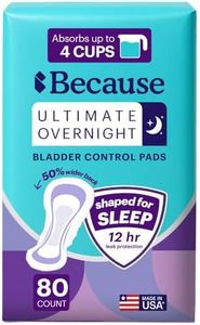 Because Ultimate Overnight Incontinence Pads for Women - Heavy Bladder Control Incontinence Protection, Absorbs 4 Cups, 12hr Nighttime Leak-Free Protection, 80 Count (4 Packs of 20)