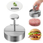 AMOZO Burger Press with 100-Sheet Baking Paper, Stainless Steel Grill Burger Smasher Hamburger Patty Maker,Pattie Maker Shaper, Non-Stick Patty Press for Burger Lovers Parties Dinner BBQ (4.5 Inch)