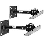 Pyle Speaker Wall Ceiling Mount Stand - Black Speaker Mounting Bracket w/ Adjustable Swivel Tilt, Retractable Telescopic Arm - Home Surround Sound System Bookshelf Satellite Speakers - PSTNDC31 (Pair)