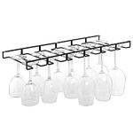 INDIAN DECOR 410001 Modern Black Metal Wire Under Cabinet Stemware Wine Glasses Hanger Organizer Storage Holder Rack