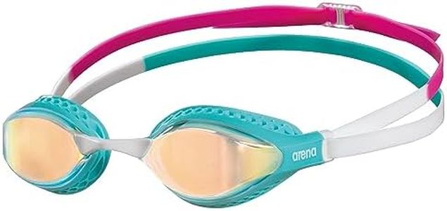ARENA Unisex Adult Air-Speed Anti-Fog Racing Swim Goggles for Men and Women Special Air Seals Technology Mirror Lens, Yellow Copper/Turquoise