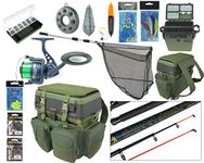 COMPLETE STARTER SEA FISHING KIT SET ROD & REEL SEAT BOX RUCKSACK SEA TACKLE NET