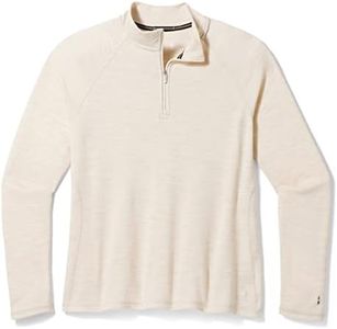 Smartwool Women's Plus Size Classic Thermal Merino Wool Base Layer — Quarter Zip (Slim Fit), Almond Heather, 2x