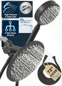 HammerHead Showers® ALL METAL Dual Shower Head Combo – MATTE BLACK – 8 Inch Rainfall High Flow Shower Head & Handheld Shower Head High Pressure with Hose 6ft - Hotel-Like Double Shower Heads