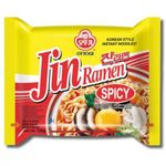 Ottogi Jin Ramen Korean Style Vegetarian Instant Noodles Spicy Falvor, 120 Gram (Pack Of 2) The Product Of Korea