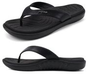 jiajiale Womens Fashion Orthotic Flip Flops Ladies Lightweight Comfortable Thick Cushion Support Yoga Mat Thong Sandals With Plantar Fasciitis Slip On Outdoor for Summer Black UK6