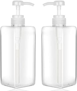 Pump Bottle Dispenser 22oz/650ml Jansburg 2Pack Refillable Square Plastic Lotion Dispenser Empty Lotion Pump Bottle for Essential Oil Lotion, Shampoo, Bathroom Travel Clear