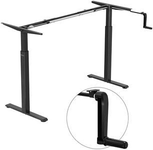 Mount-It! Stand Up Desk with Manual Crank, Frame Only, Height Adjustable Sit-Stand Base, Standing Ergonomic Home Office Desk Workstation, Black