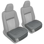 Motor Trend Seat Covers for Cars Trucks SUV, Faux Leather 2-Pack Gray Padded Car Seat Covers with Storage Pockets, Premium Interior Seat Cover