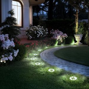 PATIOWIN 16 Pack Solar Lights Outdoor, 8 LED Solar Powered Ground Lights Waterproof Garden Landscape Lighting for Yard Deck Patio Driveway Pathway Walkway (Cool White)