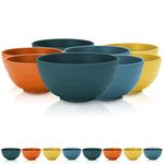 Kyraton 26 oz Plastic Cereal Bowls 8 Pieces, Unbreakable and Reusable Light Weight Bowl for Rice Noodle Soup Snack Salad Fruit BPA Free Dishwasher Safe (Mutil Color)