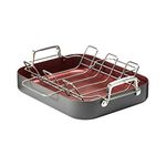 Paderno Classic Hard Anodized Roaster with Rack | Rectangle 16x13-Inch Non-Stick Roasting Pan