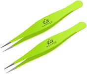 Majestic Bombay Fine Point Tweezers for Women and Men – Splinter Ticks, Facial, Brow and Ingrown Hair Removal–Sharp, Needle Nose, Surgical Tweezers Precision Pluckers Best Tweezers for Chin Hair